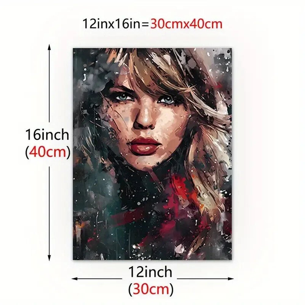 Taylor Swift Artistic Rendition Color Canvas Print 12" X 16" Style Your Walls